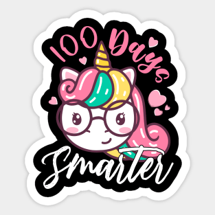 Girls 100 Days Smarter Unicorn Tee Girly 100 Days Of School Sticker